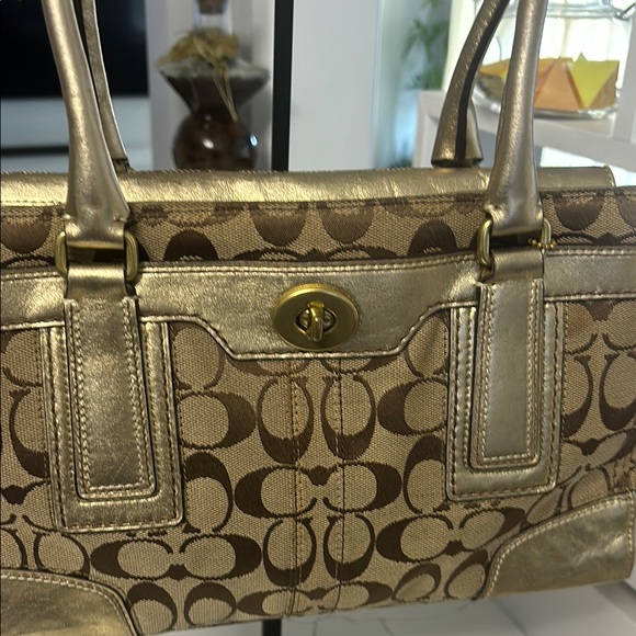 Coach Gold and Brown Shoulder Bag - Picture 1 of 9